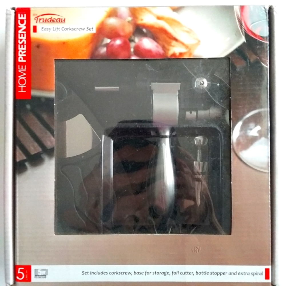 HOME Presence by Trudeau NIB Piece Easy Lift Corkscrew Set New